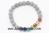 CGB8310 8mm matte grey picture jasper 7 chakra beaded mala stretchy bracelets