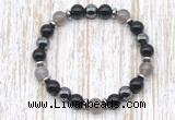 CGB8340 8mm grey agate, black onyx & hematite energy bracelet