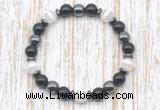 CGB8351 8mm Tibetan agate, black onyx & hematite energy bracelet