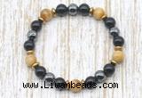 CGB8360 8mm golden tiger eye, black onyx & hematite energy bracelet