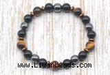 CGB8361 8mm yellow tiger eye, black onyx & hematite energy bracelet