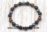 CGB8364 8mm grade AA red tiger eye, black onyx & hematite energy bracelet