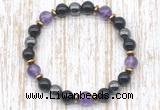 CGB8407 8mm amethyst, black onyx & hematite energy bracelet