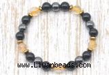 CGB8410 8mm citrine, black onyx & hematite energy bracelet