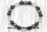 CGB8412 8mm prehnite, black onyx & hematite energy bracelet