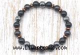 CGB8414 8mm garnet, black onyx & hematite energy bracelet