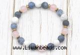 CGB8430 8mm matte sodalite, white howlite, rose quartz & hematite power beads bracelet