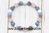 CGB8432 8mm matte lapis lazuli, white howlite, rose quartz & hematite power beads bracelet