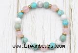 CGB8439 8mm sea sediment jasper, white howlite, rose quartz & hematite power beads bracelet