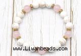 CGB8451 8mm white howlite turquoise, rose quartz & hematite power beads bracelet