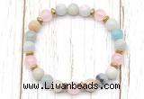 CGB8453 8mm amazonite, rose quartz & hematite power beads bracelet