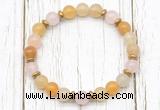 CGB8456 8mm yellow aventurine, rose quartz & hematite power beads bracelet