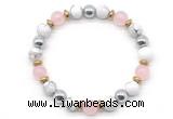 CGB8487 8mm rose quartz, white howlite & hematite energy bracelet