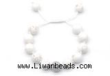 CGB8551 12mm round white howlite adjustable macrame bracelets