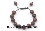 CGB8563 12mm round mahogany obsidian adjustable macrame bracelets