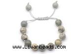 CGB8579 12mm round greeting pine jasper adjustable macrame bracelets