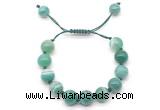 CGB8596 12mm round green banded agate adjustable macrame bracelets