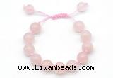 CGB8617 12mm round rose quartz adjustable macrame bracelets