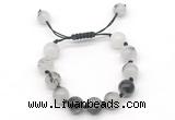 CGB8622 12mm round black rutilated quartz adjustable macrame bracelets