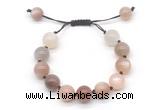 CGB8626 12mm round moonstone adjustable macrame bracelets