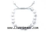 CGB8650 8mm,10mm round white howlite adjustable macrame bracelets