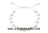 CGB8651 8mm,10mm round white howlite adjustable macrame bracelets