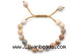 CGB8662 8mm,10mm round fossil coral adjustable macrame bracelets