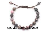 CGB8663 8mm,10mm round rhodonite adjustable macrame bracelets