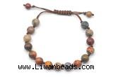 CGB8677 8mm,10mm round picasso jasper adjustable macrame bracelets