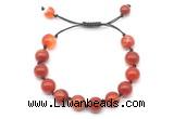 CGB8711 8mm,10mm round red banded agate adjustable macrame bracelets