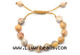 CGB8717 8mm,10mm round yellow crazy lace agate adjustable macrame bracelets