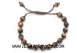 CGB8727 8mm,10mm round grade AA yellow tiger eye adjustable macrame bracelets