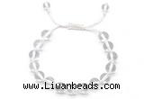 CGB8740 8mm,10mm round white crystal adjustable macrame bracelets