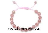 CGB8744 8mm,10mm round strawberry quartz adjustable macrame bracelets