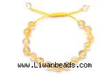 CGB8751 8mm,10mm round citrine adjustable macrame bracelets