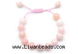 CGB8765 8mm,10mm round pink opal adjustable macrame bracelets