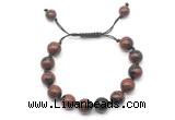 CGB8767 8mm,10mm round mahogany obsidian adjustable macrame bracelets