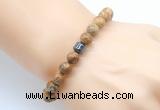 CGB8840 8mm, 10mm picture jasper & drum hematite power beads bracelets