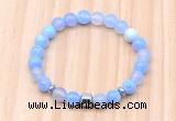 CGB8861 8mm, 10mm blue agate, drum & rondelle hematite beaded bracelets