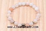 CGB8864 8mm, 10mm pink aventurine, drum & rondelle hematite beaded bracelets