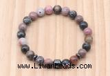 CGB8876 8mm, 10mm rhodonite, drum & rondelle hematite beaded bracelets