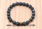 CGB8880 8mm, 10mm black labradorite, drum & rondelle hematite beaded bracelets