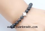 CGB8908 8mm, 10mm grey opal & cross hematite power beads bracelets