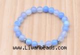 CGB8921 8mm, 10mm blue agate, cross & rondelle hematite beaded bracelets