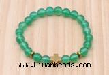 CGB8922 8mm, 10mm green agate, cross & rondelle hematite beaded bracelets