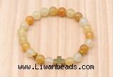 CGB8925 8mm, 10mm yellow aventurine, cross & rondelle hematite beaded bracelets