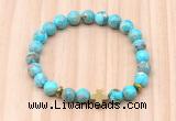 CGB8932 8mm, 10mm blue sea sediment jasper, cross & rondelle hematite beaded bracelets