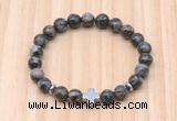 CGB8938 8mm, 10mm grey opal, cross & rondelle hematite beaded bracelets