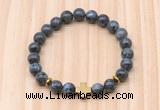 CGB8940 8mm, 10mm black labradorite, cross & rondelle hematite beaded bracelets