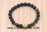 CGB8941 8mm, 10mm golden obsidian, cross & rondelle hematite beaded bracelets